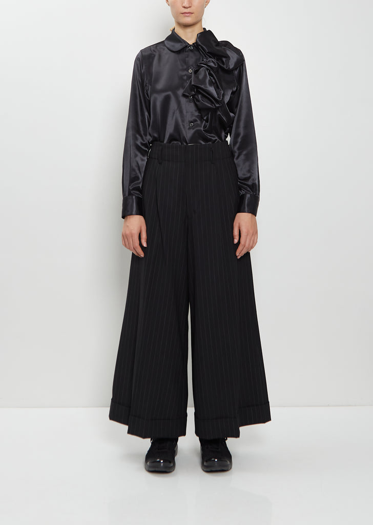 Cropped Wide Wool Blend Pants
