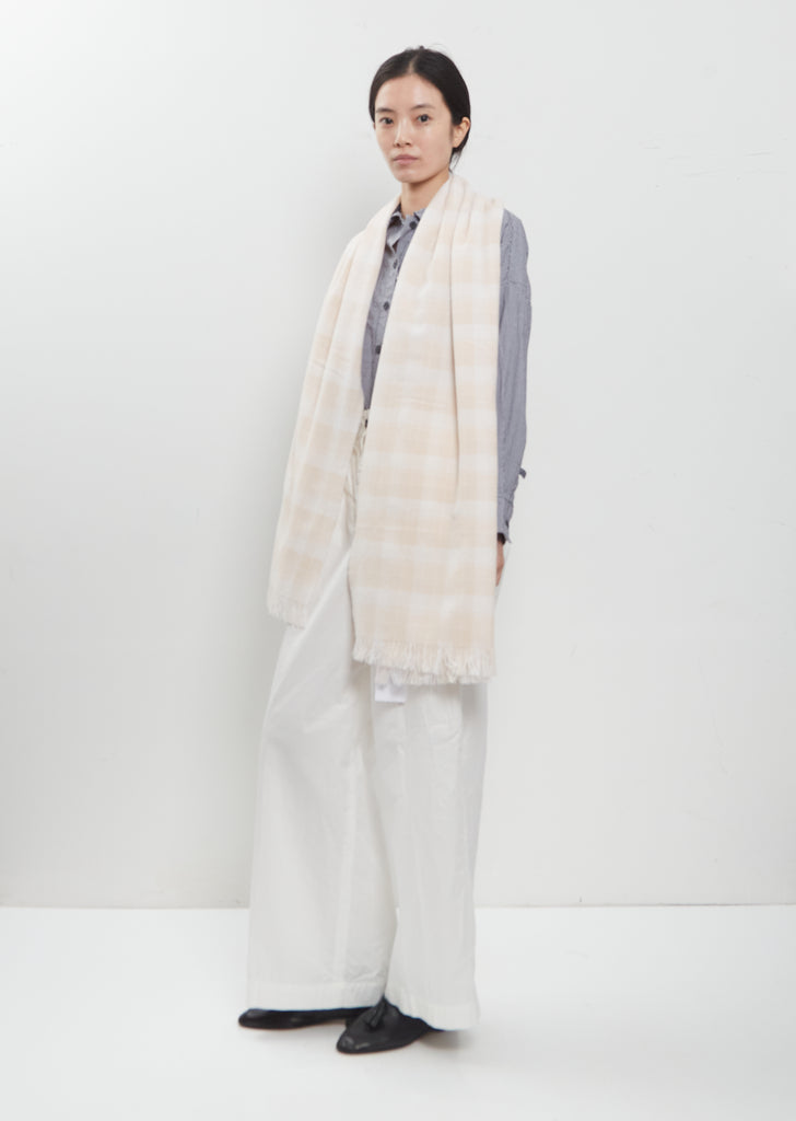 Wool Cashmere Stole — Pink Check