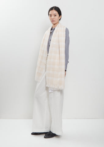 Wool Cashmere Stole — Pink Check