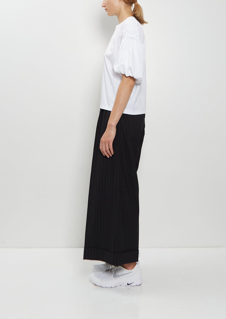Cotton Ponte Puffed Sleeve T-Shirt