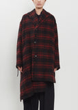 Asymmetric Half Shaggy Plaid Coat