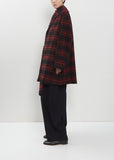 Asymmetric Half Shaggy Plaid Coat