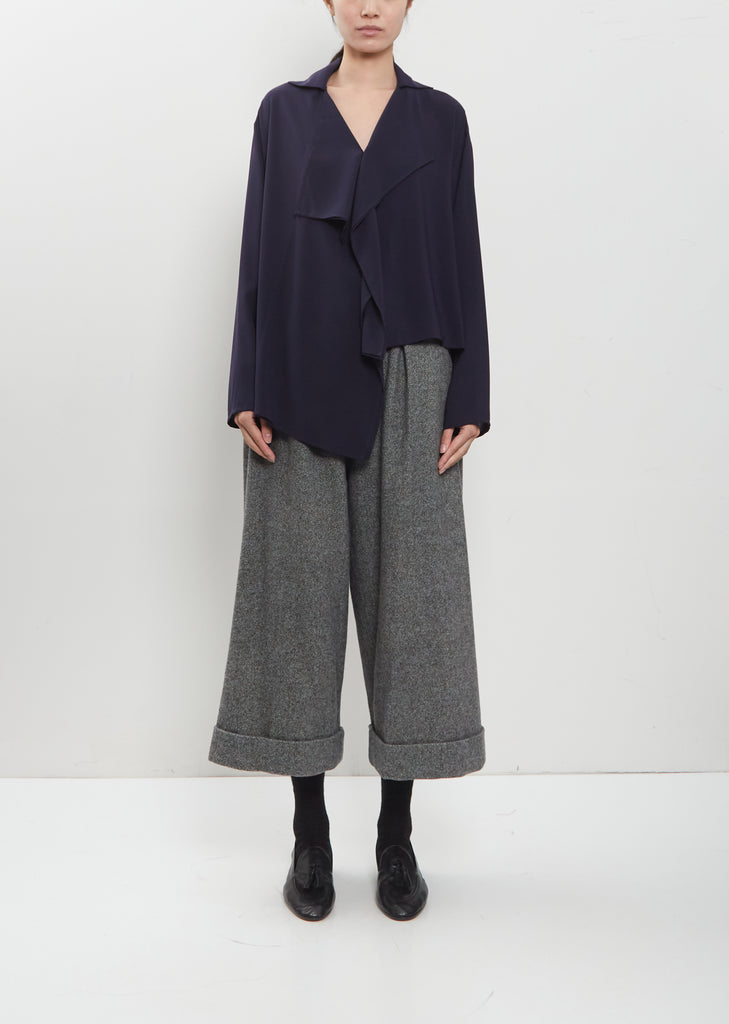 Front Tuck Turn Up Twill Flannel Pant