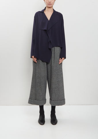 Front Tuck Turn Up Twill Flannel Pant