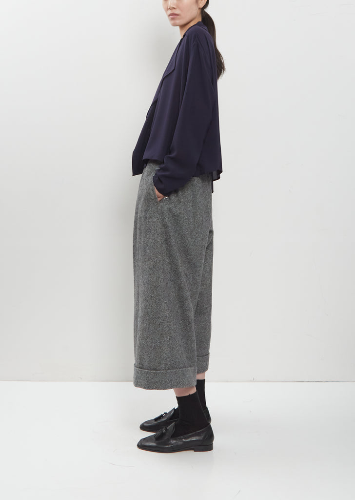 Front Tuck Turn Up Twill Flannel Pant