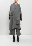 Collarless Twill Flannel Dolman Coat