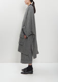 Collarless Twill Flannel Dolman Coat