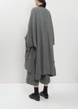 Collarless Twill Flannel Dolman Coat