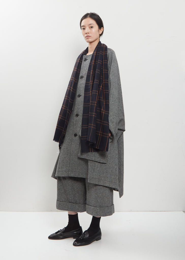 Abhaya Plaid Cashmere Stole — Midnight Blue