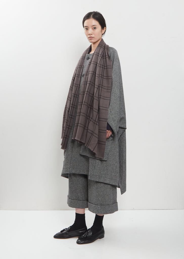 Abhaya Plaid Cashmere Stole — Charcoal
