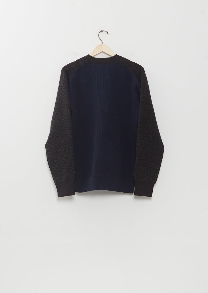 Wool Jacquard Patchwork Cardigan