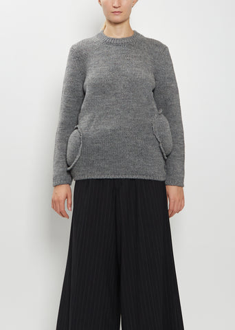 Padded Details Wool Sweater  — Top Grey