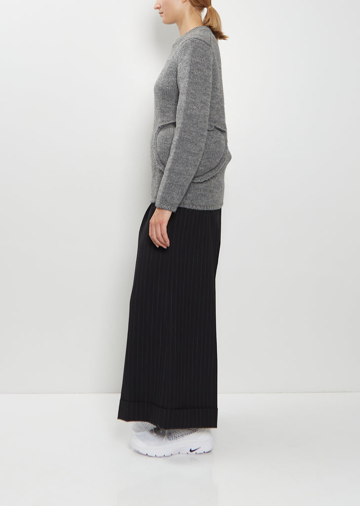 Padded Details Wool Sweater  — Top Grey