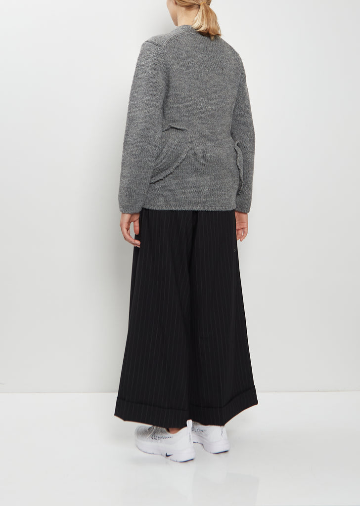 Padded Details Wool Sweater  — Top Grey