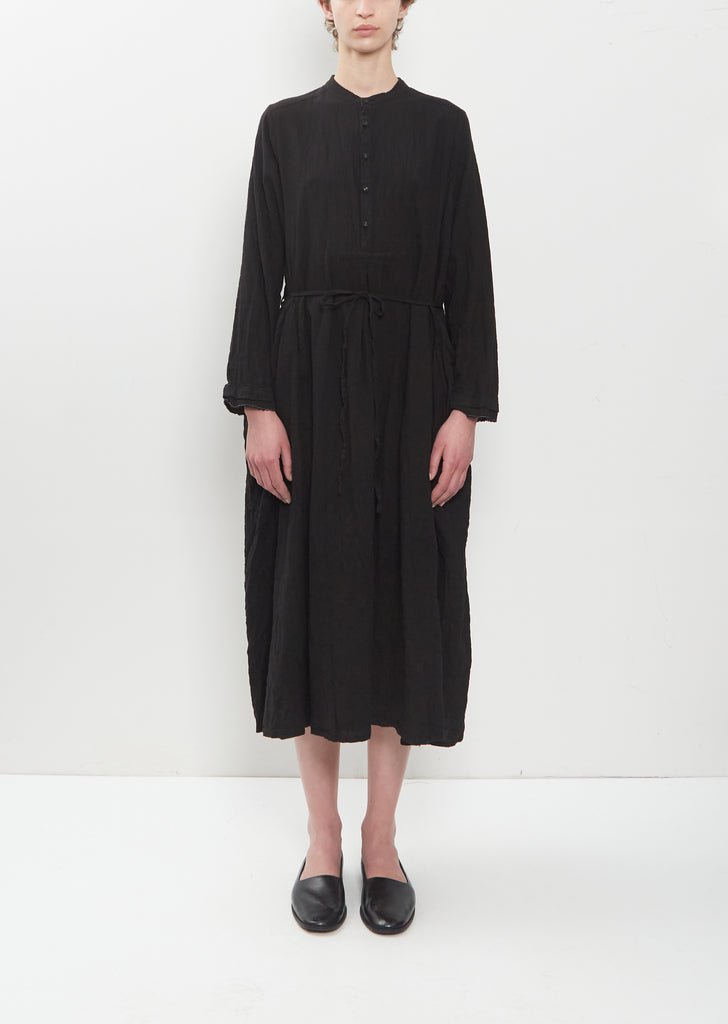 Brushed Cotton Crinkle Dress — Black