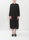 Brushed Cotton Crinkle Dress — Black