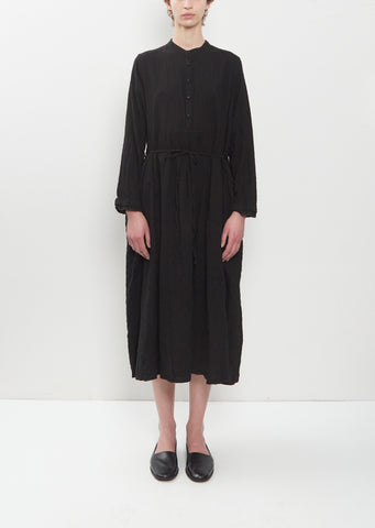 Brushed Cotton Crinkle Dress — Black