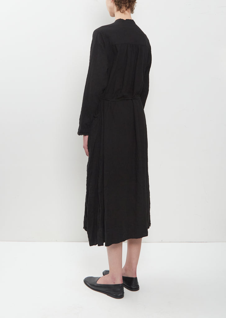 Brushed Cotton Crinkle Dress — Black