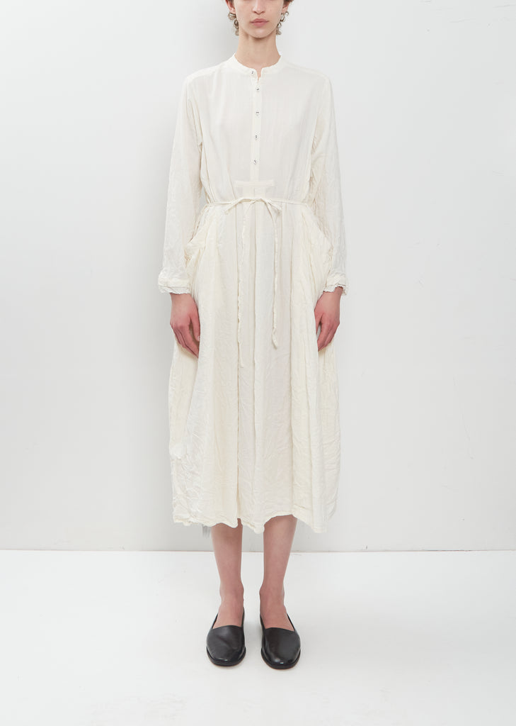 Brushed Cotton Crinkle Dress — Ivory