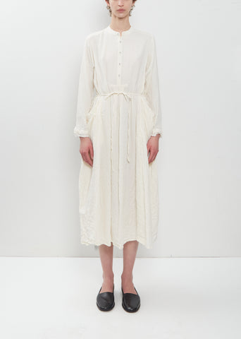Brushed Cotton Crinkle Dress — Ivory