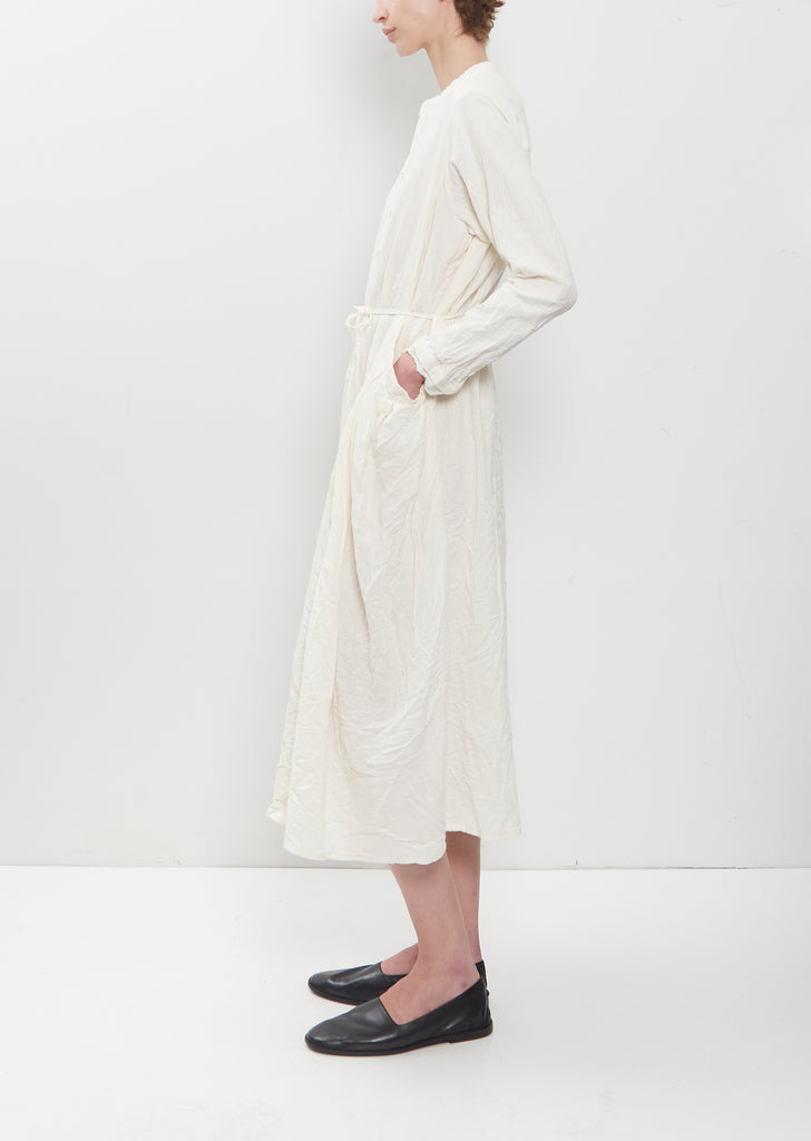 Brushed Cotton Crinkle Dress — Ivory