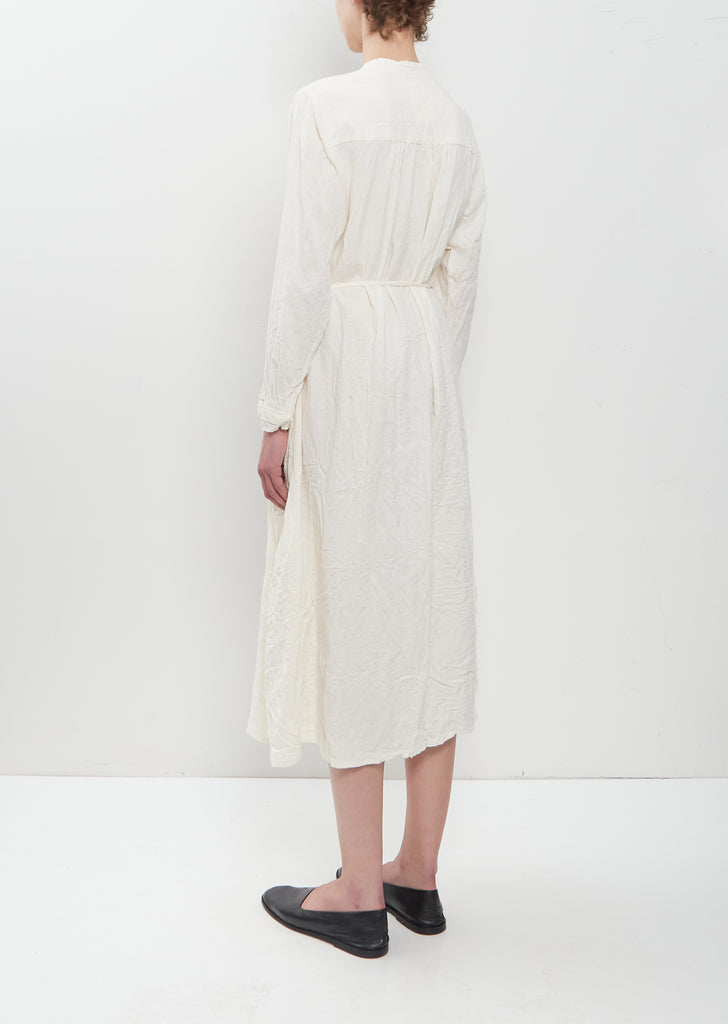 Brushed Cotton Crinkle Dress — Ivory