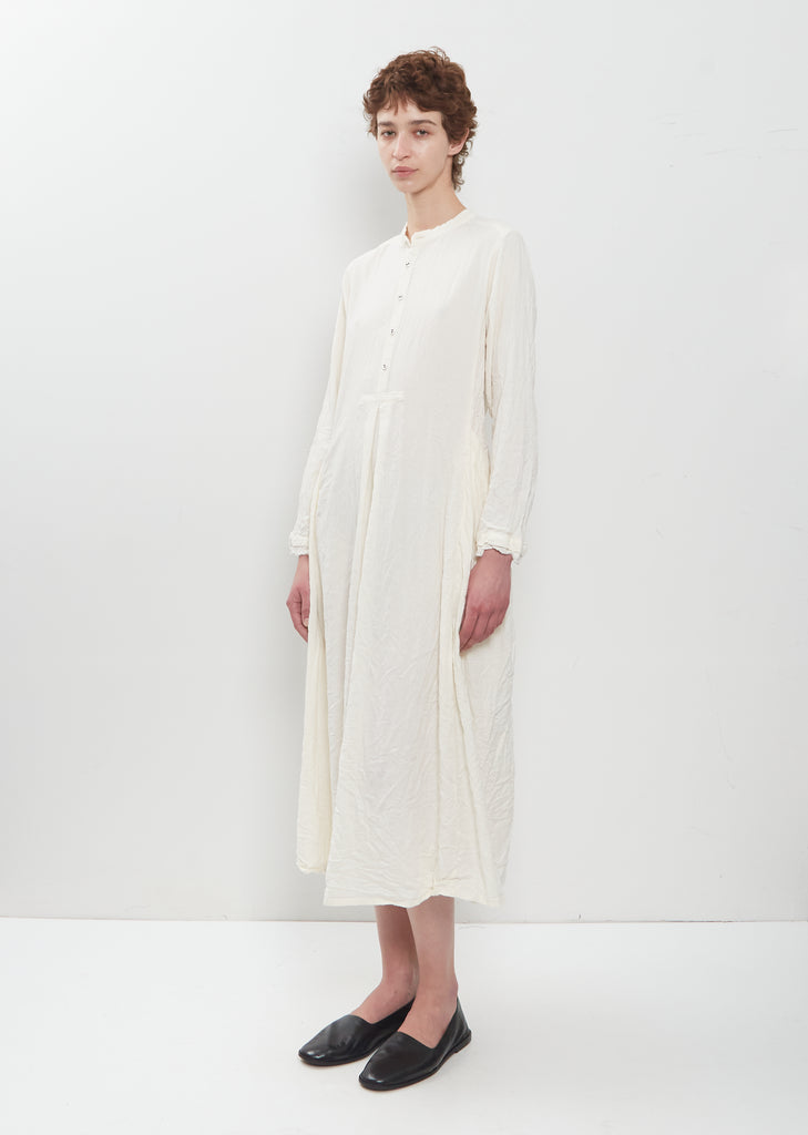 Brushed Cotton Crinkle Dress — Ivory
