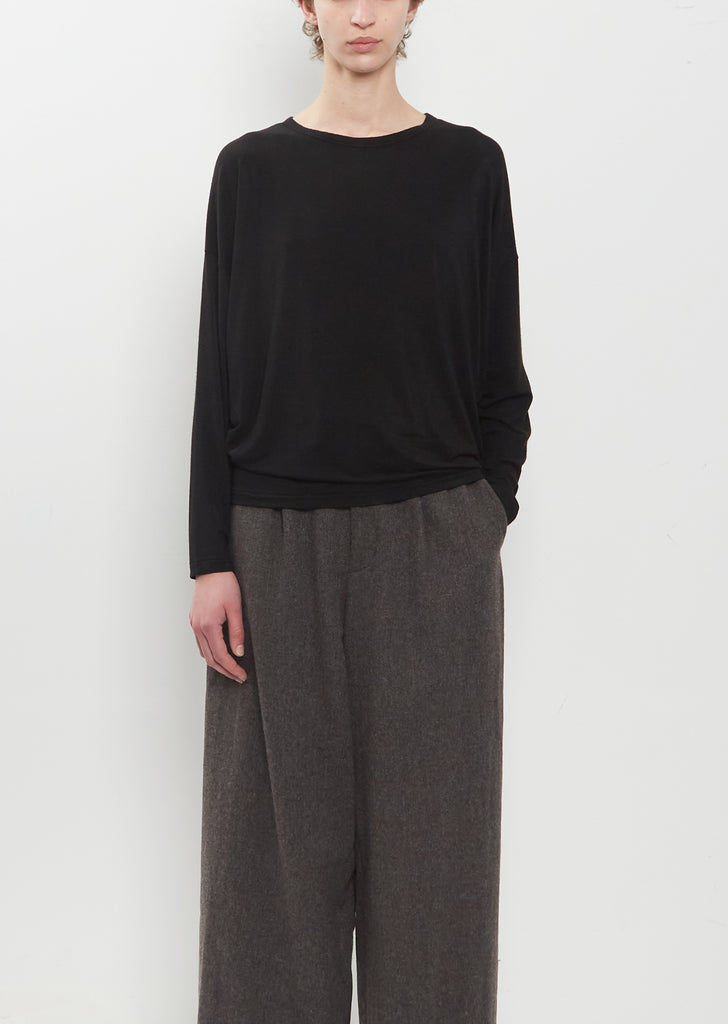 Lyocell Cashmere Jersey Pullover — Black