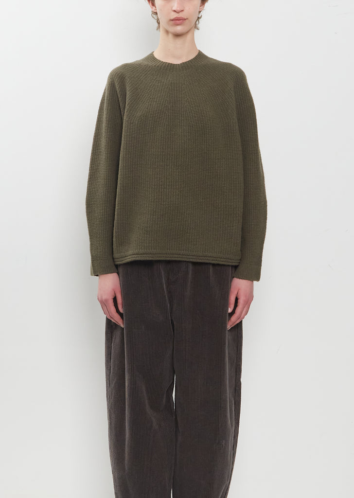 Textured Wool Cashmere Crewneck Pullover