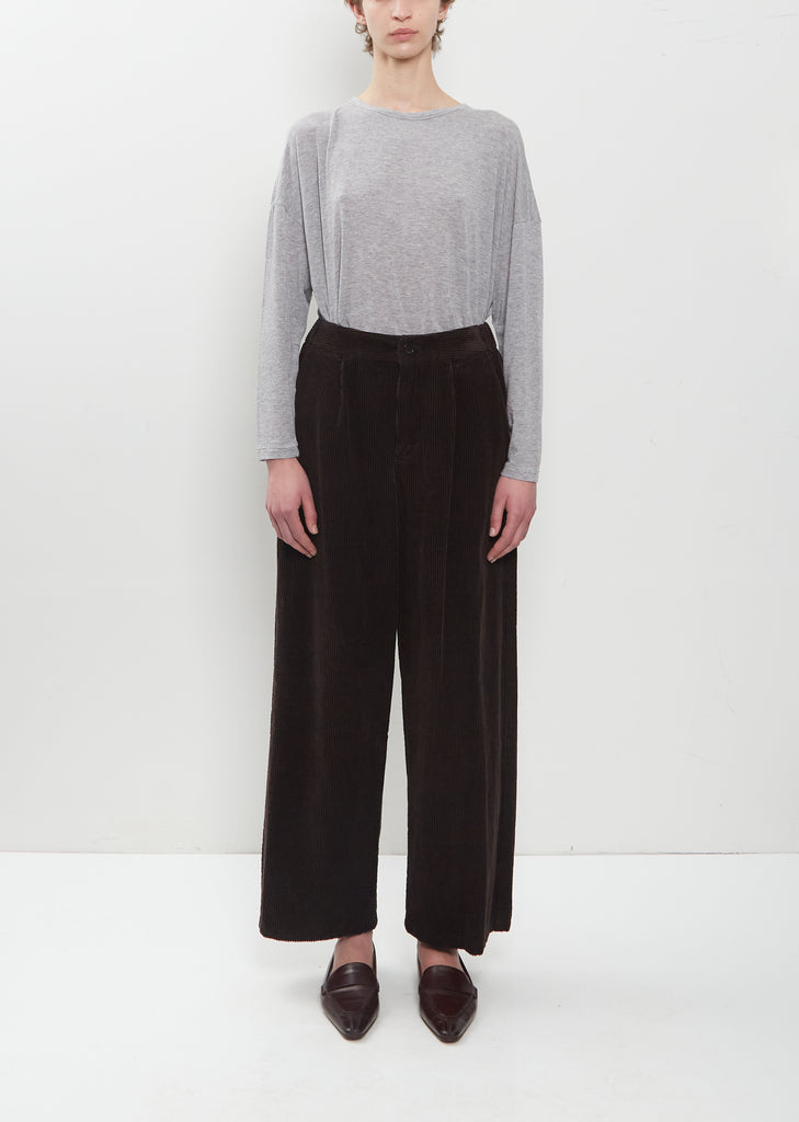 Washed Corduroy Full Length Wide Pants