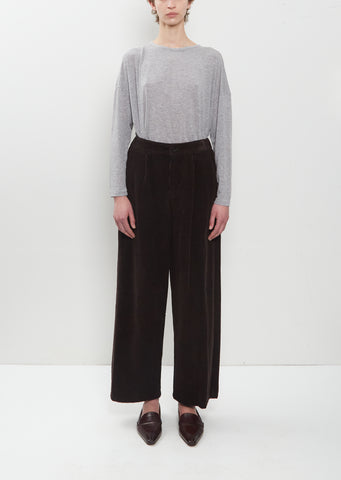 Washed Corduroy Full Length Wide Pants