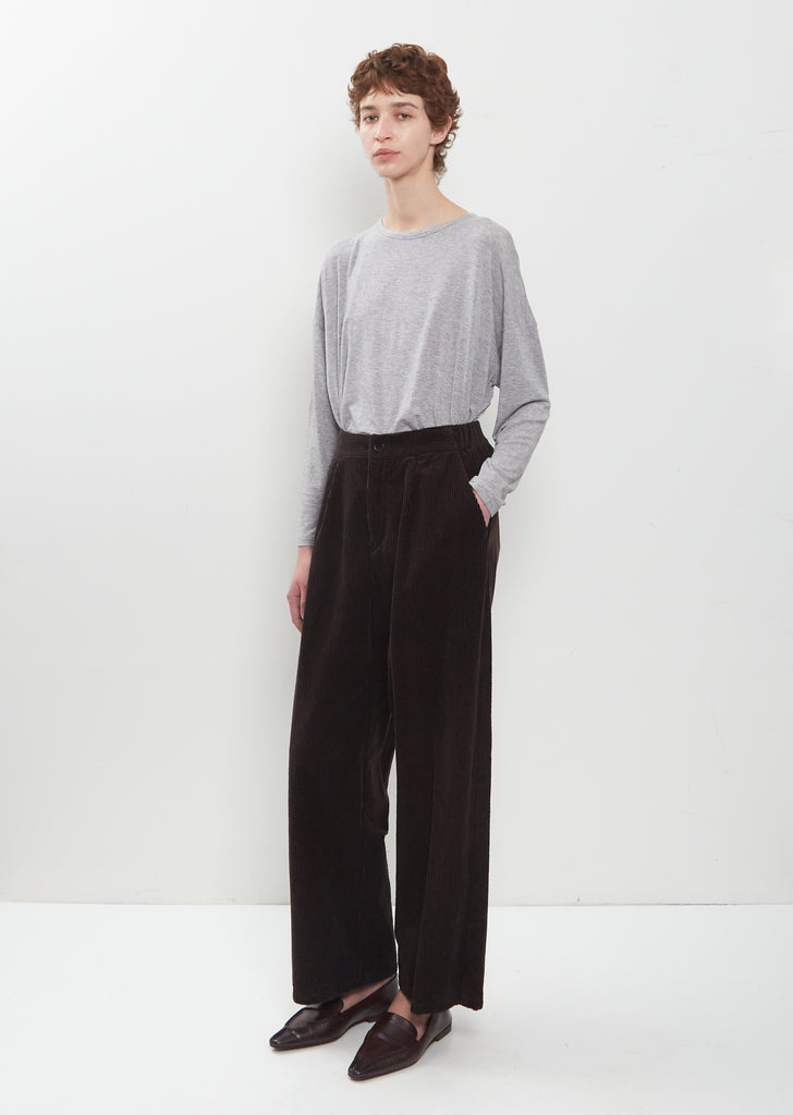 Washed Corduroy Full Length Wide Pants