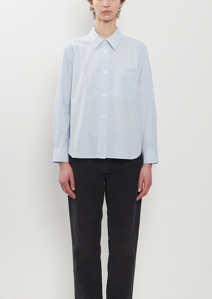 Faded Cotton Stripe Simple Shirt