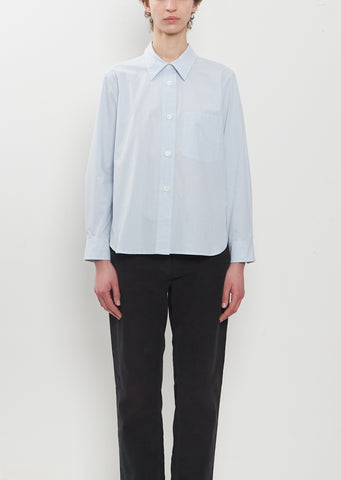Faded Cotton Stripe Simple Shirt