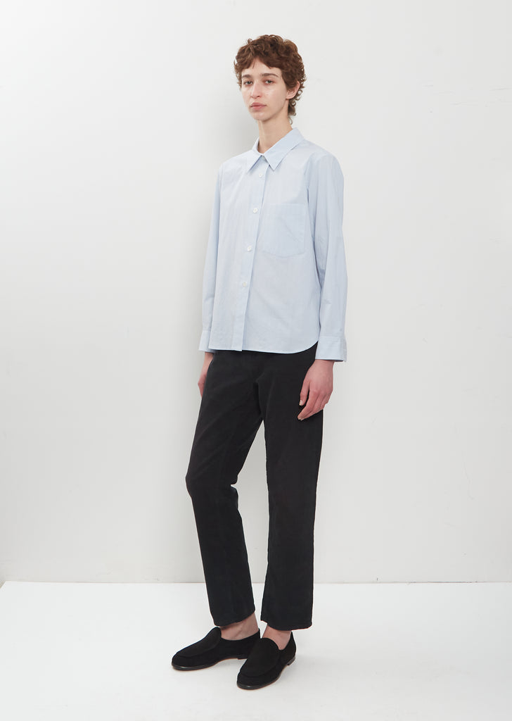 Faded Cotton Stripe Simple Shirt