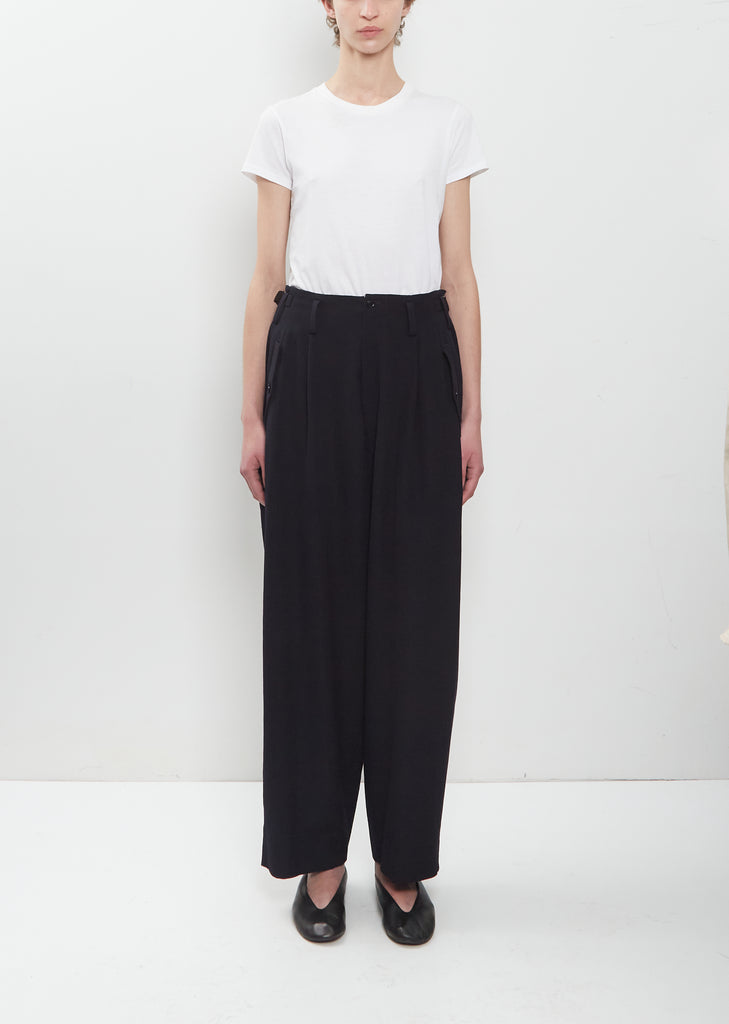 2 Tuck Wide Wool Gabardine Pant