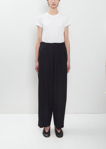 2 Tuck Wide Wool Gabardine Pant