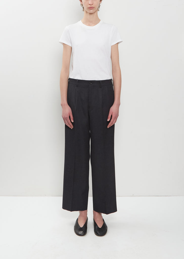 Wool Gabardine Pleated Trouser