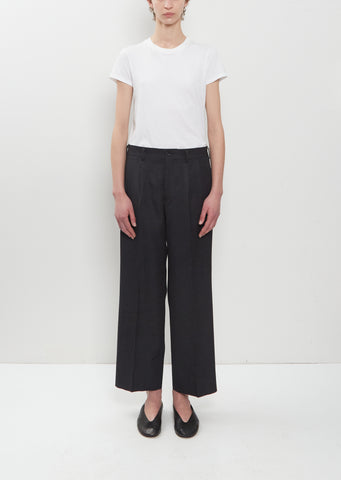 Wool Gabardine Pleated Trouser