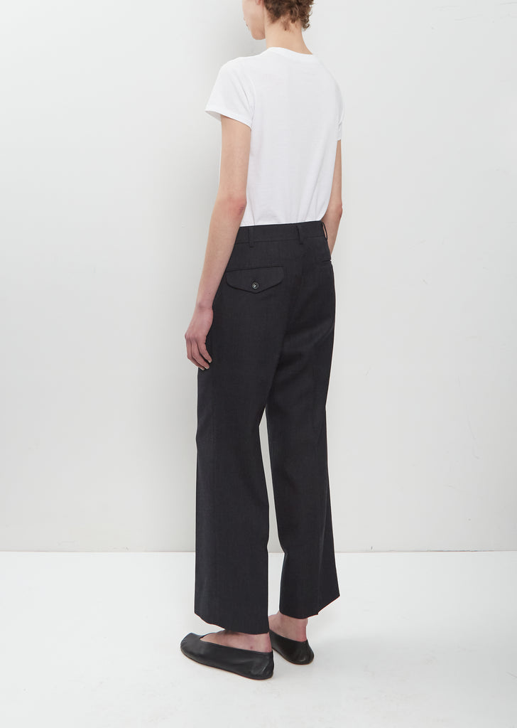 Wool Gabardine Pleated Trouser