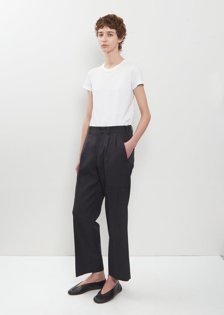 Wool Gabardine Pleated Trouser