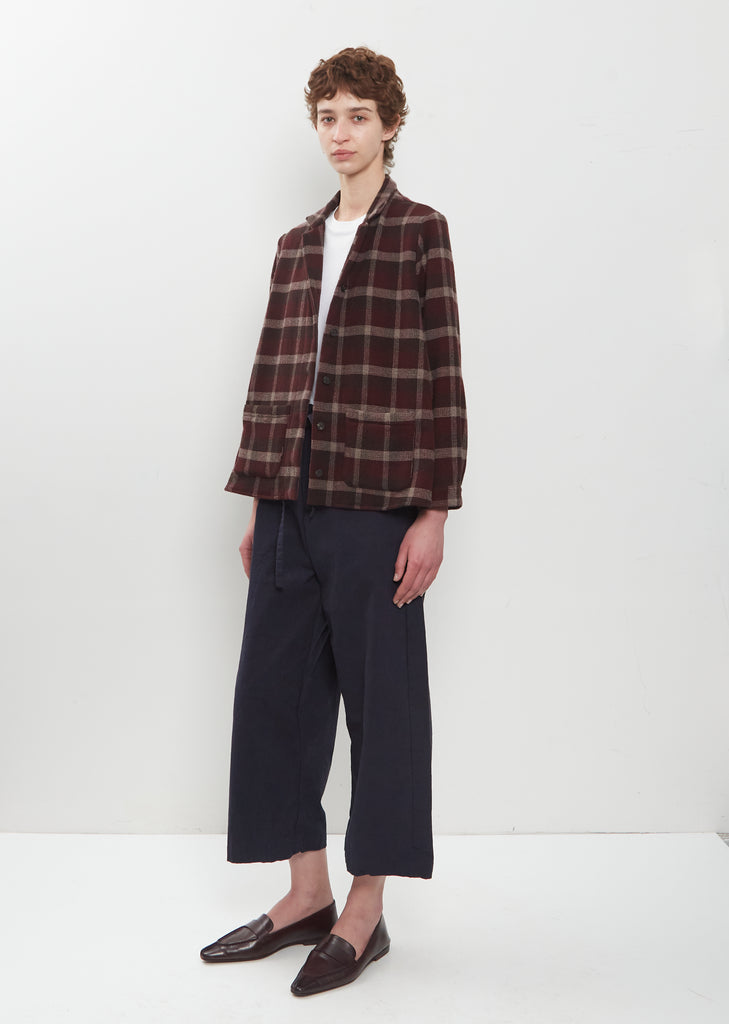 Jenny Wool-Cashmere Check Shirt — Bordeaux Check