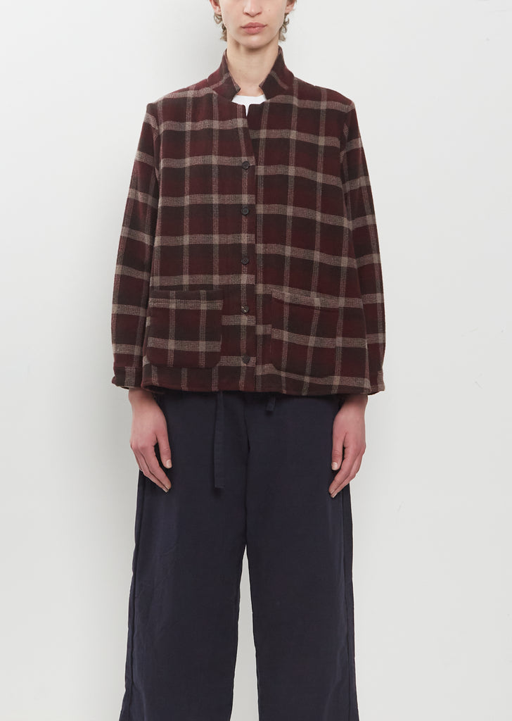 Jenny Wool-Cashmere Check Shirt — Bordeaux Check