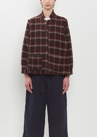 Jenny Wool-Cashmere Check Shirt — Bordeaux Check
