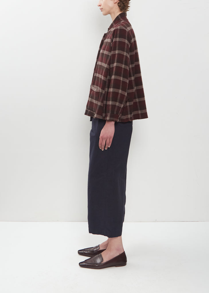 Jenny Wool-Cashmere Check Shirt — Bordeaux Check