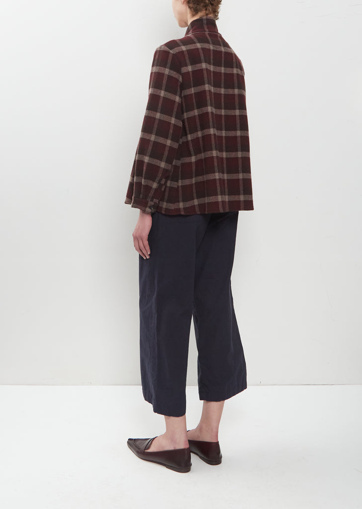 Jenny Wool-Cashmere Check Shirt — Bordeaux Check