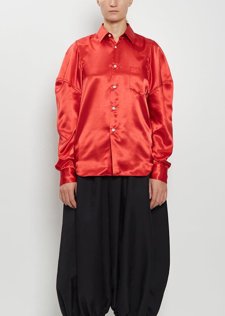 Paneled Sleeves Satin Blouse
