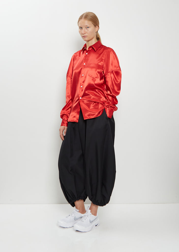 Paneled Sleeves Satin Blouse