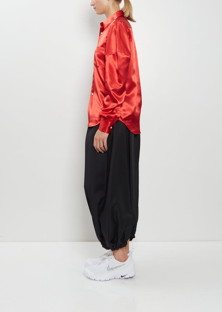 Paneled Sleeves Satin Blouse