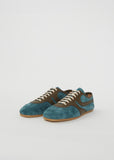 Suede Leather Trainer — Turquoise